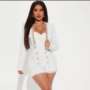 Popular More Gossip- White and Gold Tweed Set